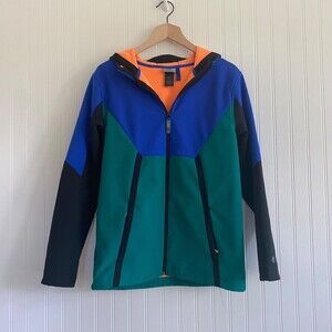 Champion Womens Jacket Size XL Colorblock Full Zip Hooded Coat Pockets Colorful